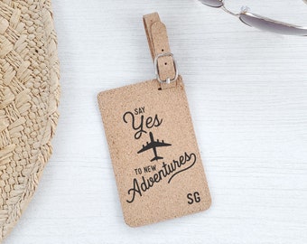 Custom Engraved Vegan Leather Luggage Tag Travel Gift