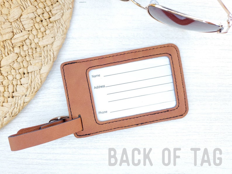 Custom Engraved Vegan Leather Luggage Tag Travel Gift Etsy