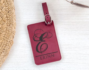 Wanderlust Monogram Vegan Leather Luggage Tag Travel Gift