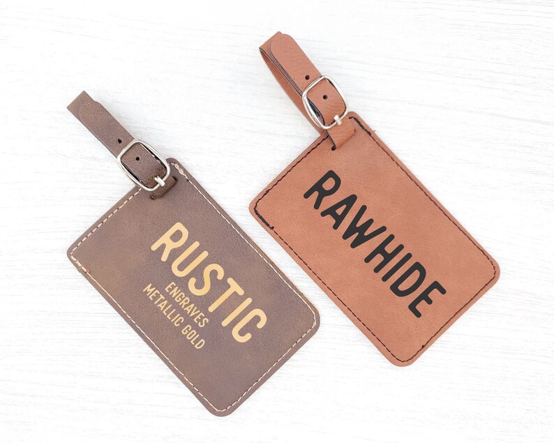 Custom Engraved Vegan Leather Luggage Tag Etsy