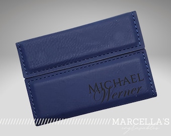 Custom Leatherette Business Card Holder, Personalized Custom Engraved Corporate Gifts, Boss Gift, Graduation Gift, Card Holder