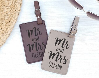 Pair (2) Personalized Wedding Luggage Tags, Couple Luggage Tags, Honeymoon Luggage Tags, Wedding Gift