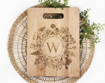 Elegant Wooden Cutting Board With Custom Engravings For Wedding Gift