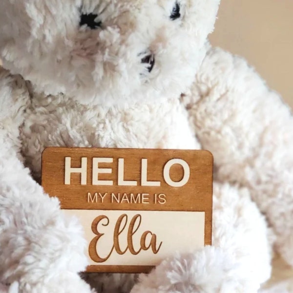 Wooden Hello My Name is Sign, Birth Announcement Sign, Baby Shower Gift, Newborn Photo Prop