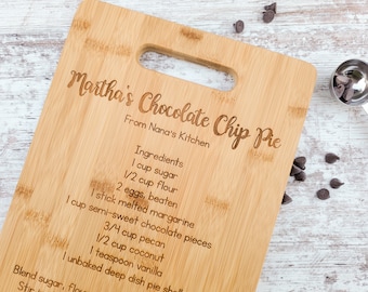 Personalized Recipe Cutting Board: Bamboo, Custom Engraved Gift for Mom, Mother's Day, Bridal Shower