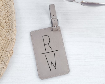 Wanderlust Monogram Vegan Leather Luggage Tag Travel Gift