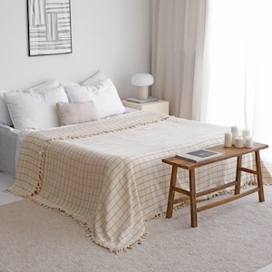 Gift Blanket, Organic Cotton Throw, Soft Bedspread Turkish Cotton, Handwoven Decor Throw Blanket, Tv Lap Blanket, Sofa Couch Throw Blanket