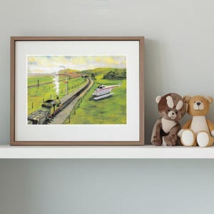 Fat Controller, Percy, Harold, Toby & Daisy | Thomas the Tank Engine Book Club | 1990s  Illustrations | Mounted 8x10 Wall Art