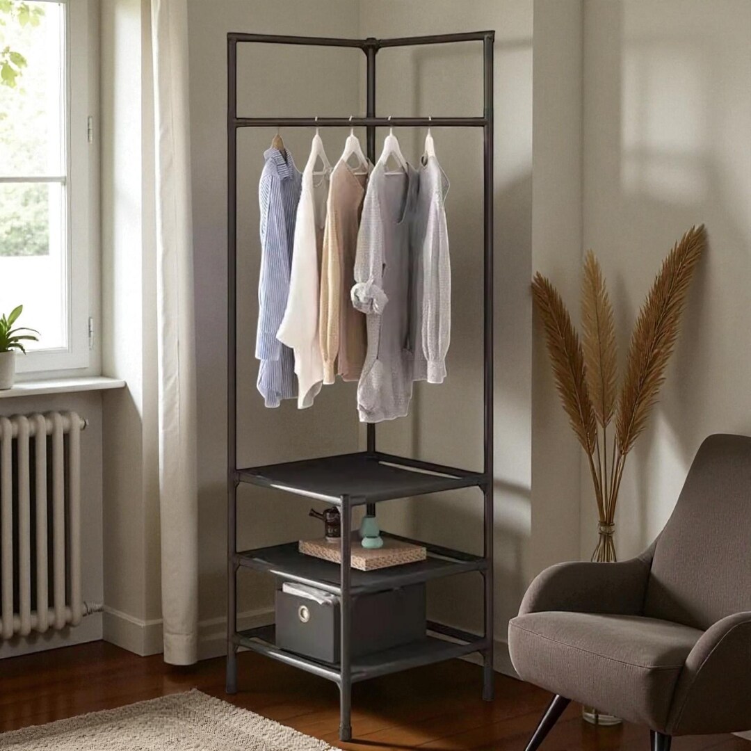 Hat Rack Corner Corner Coat Rack – Multi Layer Metal Floor Stand for Hats, Bags and ...