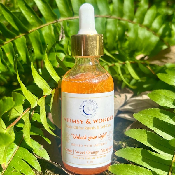 Whimsy Body Oil | Orange, Ylang Ylang, Jasmine Body Oil | Creative Energy | Inspired & Playful Magic | Amethyst Infused