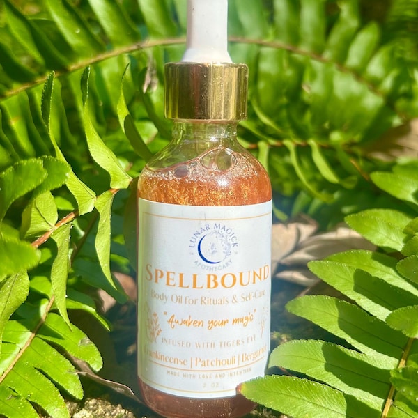 Manifestation Body Oil | Frankincense, Bergamot, Patchouli | Manifestation, Magic | Magnetic & Mysterious | Tigers Eye Infused