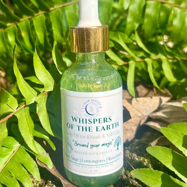 Grounding Body Oil | Rosemary, Clary Sage & Lemongrass Body Oil | Calm, Natural Connection | Unakite Infused