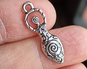 10 Wicca Fertility Goddess Charms in Silver Tone - C4277