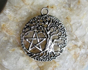 1 Tree Pentagram Pendant in Silver Tone - C2852