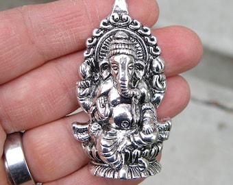 1 Big Ganesh Pendant Charm in Silver Tone - C3103