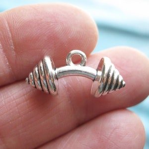 6 Barbell Charms in Silver Tone - C3085