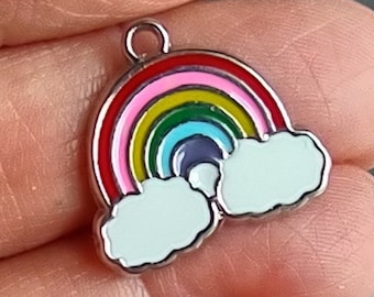 5 Rainbow Clouds Charms - C2838