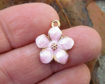 10pcs 0.8" Enamel Pink Flowers Diy Alloy Accessories Charm Pendant 22729 10pcs 0.8" Enamel Pink Flowers Diy Alloy Accessories Charm Pendant 22729