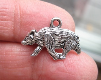 10 Bear Charms in Silver Tone - C3343