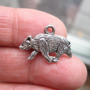 10 Bear Charms in Silver Tone - C3343