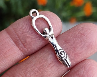 10 Wicca Goddess Charms in Silver Tone - C3860