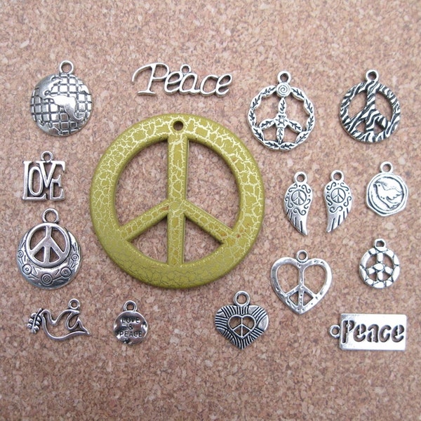 World Peace Charm Collection in Silver Tone / Mustard Gold - C3693