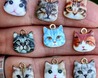 Cat Face Charm Collection with gold tone backing  - C4325