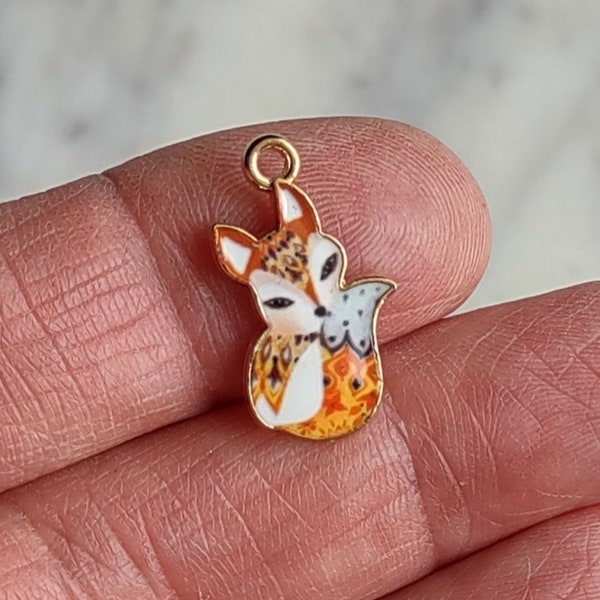 4 Orange and Brown Fox Charms - C3629