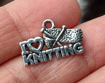 6 Knitting Charms in Silver Tone - C1912