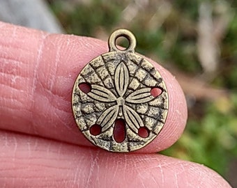 10 Sand Dollar Beach Charms in Bronze Tone - C1928