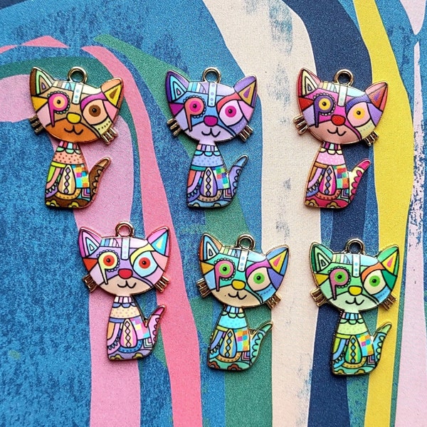 Colorful Cat Charm Pendant Collection - C3993