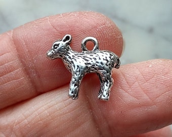 10 Lamb Charms in Silver Tone - C3777