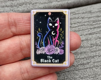 2 The Black Cat Tarot Charm inspired Pendants Charms - C4053