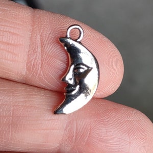 8 Moon Charms in Silver Tone - C1994