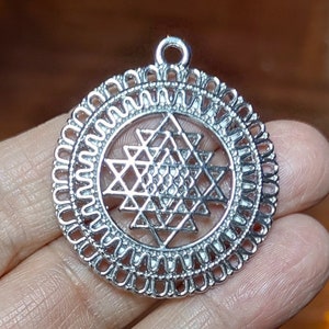 4 Sri Yantra Meditation Pendants in Silver Tone - C2581