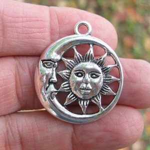5 Moon Sun Charms in Silver Tone - C2494