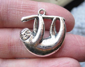 4 Sloth Charms in Silver Tone - C2665