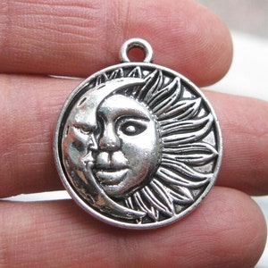 5 Moon Sun Charms in Silver Tone - C2741