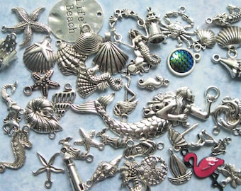 Sterling Silver 30x8mm Seashell Charm
