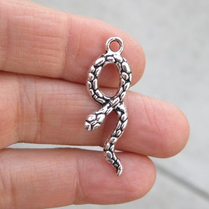 6 Snake Charms  in Silver Tone - C3027