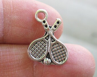 8 Tennis Racket Charms in Silver Tone -  C3161