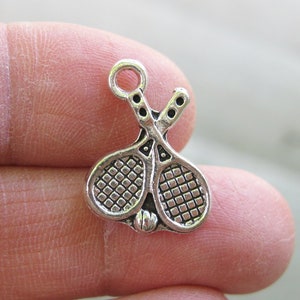 8 Tennis Racket Charms in Silver Tone C3161 image 1