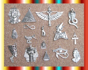 Egyptian Pendant Charm Collection in Silver Tone - C3479