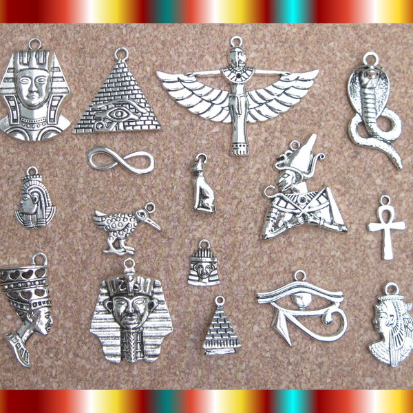 Egyptian Pendant Charm Collection in Silver Tone - C3479