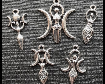 Small Goddess Charm Collection in Silver Tone - C4085