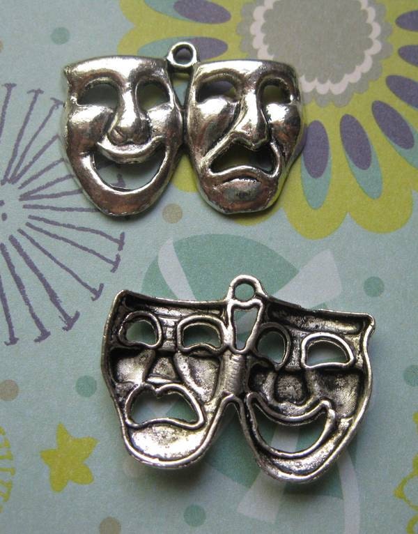 5 Theatre Drama Mask Charms in Silver Tone C1557 Etsy