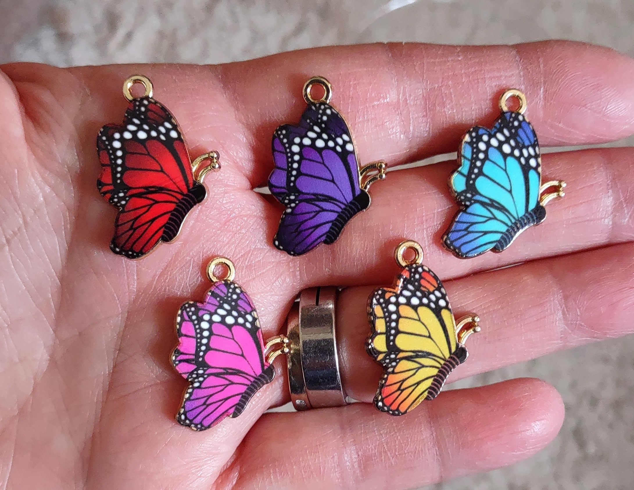 Butterfly Charm Collection Side View enamel - C3921