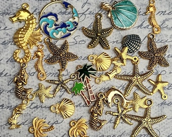 Beach Charm Pendant Collection in Gold Tone - C4310