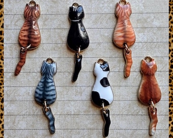 6 Cats with Swinging Tails - Charm Collection - C4447