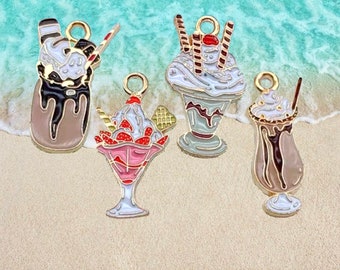 Ice cream and Milkshakes Charm Collection in multicolor enamel - C3952